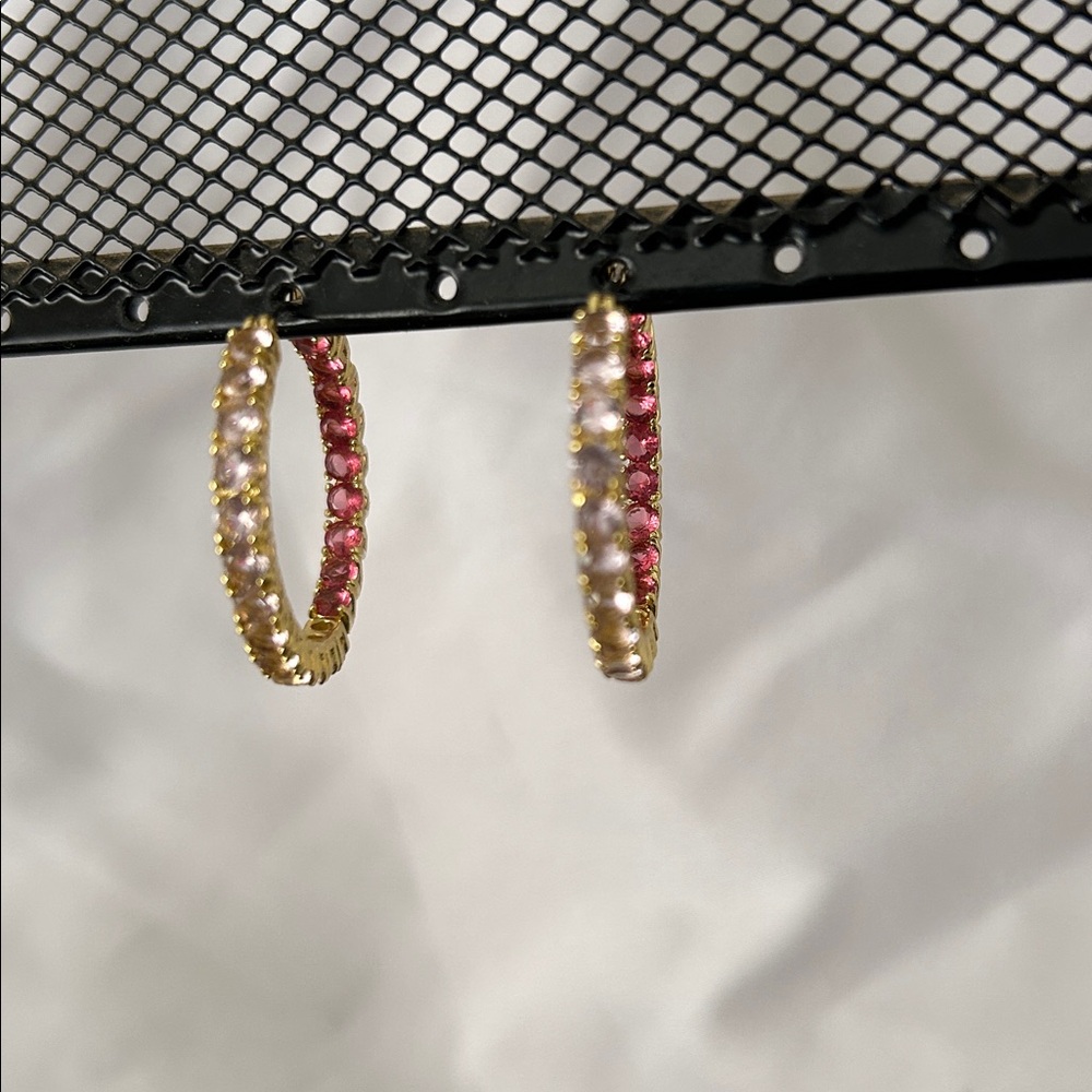 Covet Pink Crystal Hoops